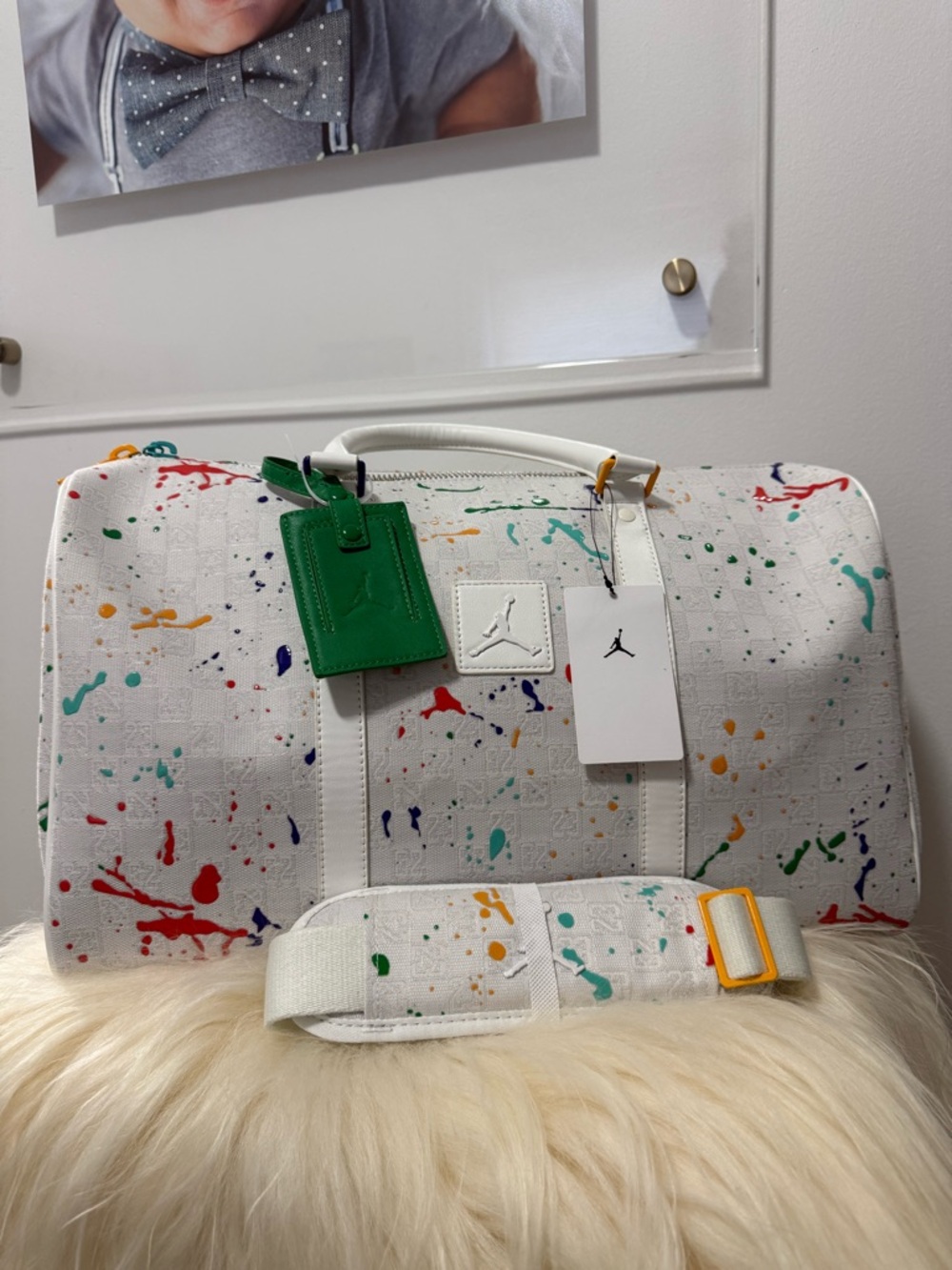 NWT Jordan Monogram duffle bag medium paint splatter print Nike Sail Green